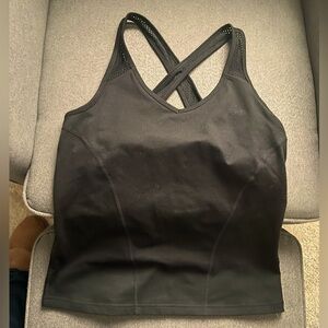 Zella Black Workout Tank Top Criss Cross Straps Built In Bra Size M